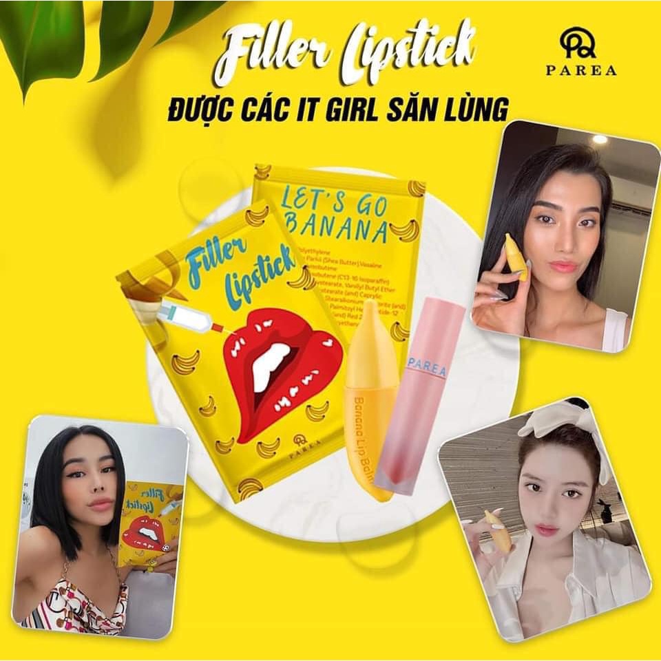 Son chuối Filler lipstick hồng môi, Son Filler Lipstick collagen banana