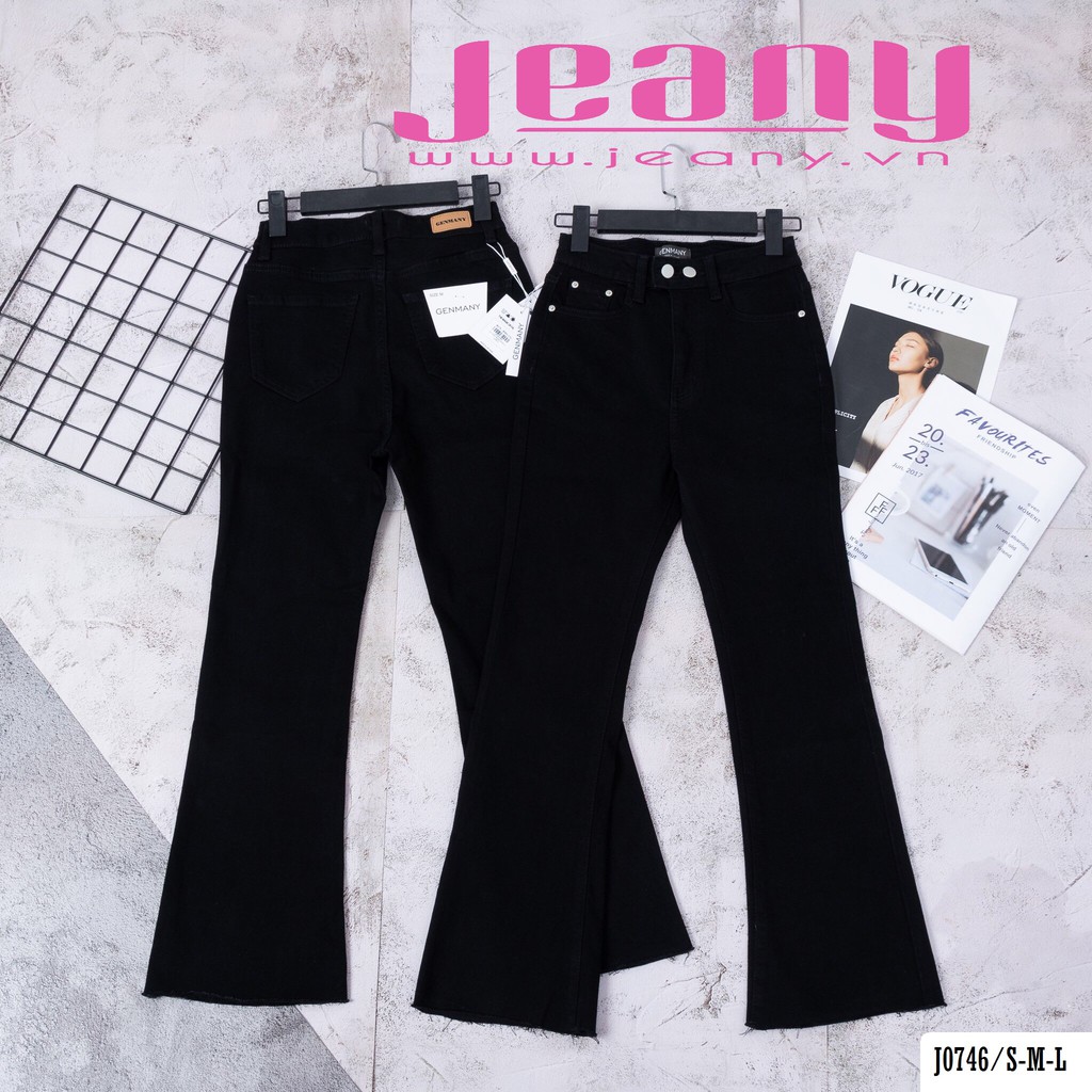 Quần Jean Ống Loe Trơn Đen 2 Nút J0746 - Jeany