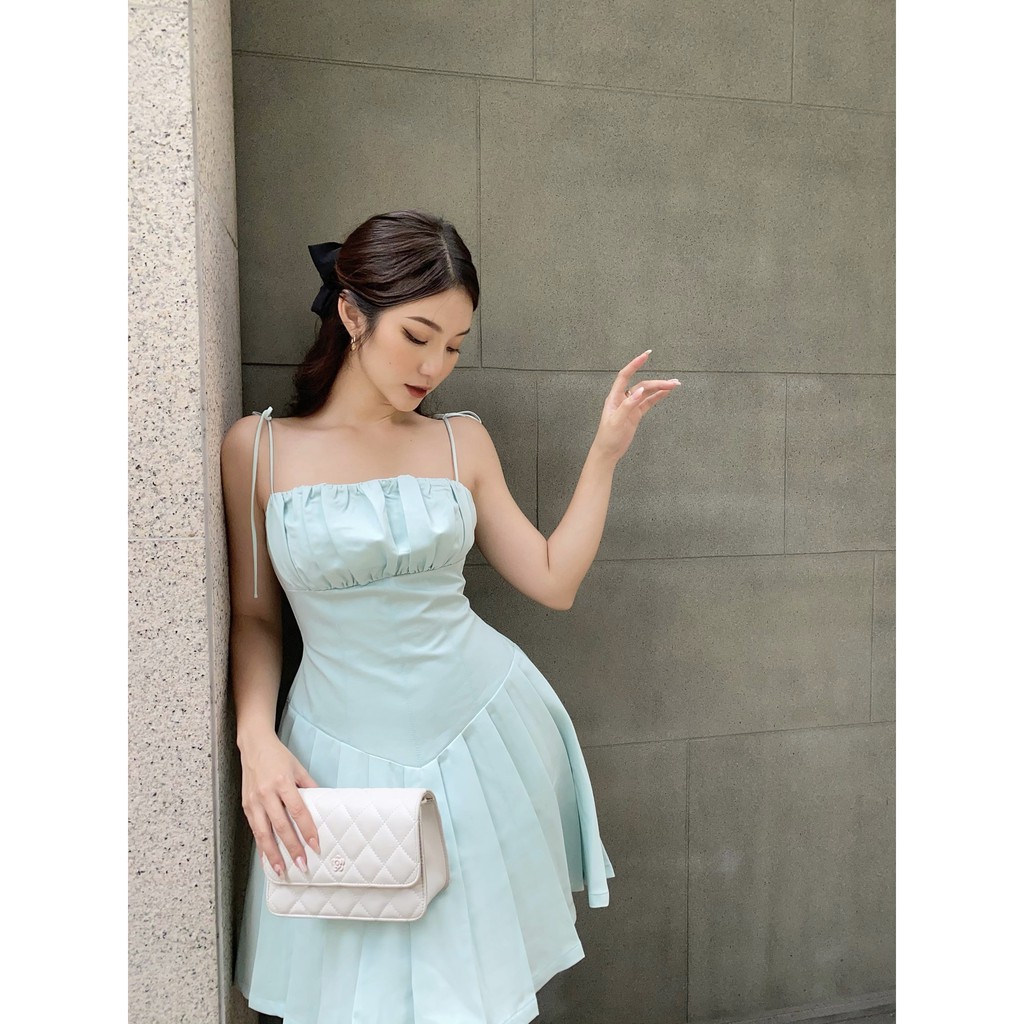 Đầm hai dây RECHIC tùng xòe Ganni màu xanh mint | BigBuy360 - bigbuy360.vn