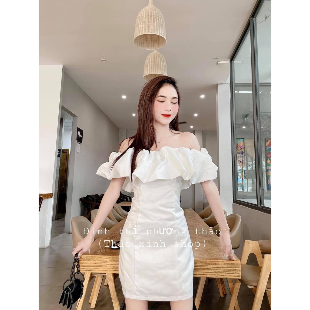 Đầm dự tiệc trắng trễ vai bồng cao cấp 💖 Váy trắng dự tiệc mùa hè cực đẹp 💖 Freesize <60kg | BigBuy360 - bigbuy360.vn