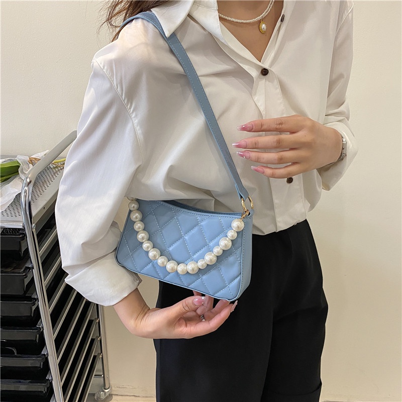 IELGY Túi Đeo Vai Hình Vuông Cỡ Nhỏ Đính Ngọc Trai Giả Phối Dây Đeo Sợi Xích Thời Trang Cho