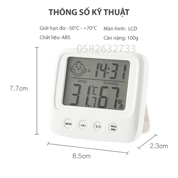 Nhiệt ẩm kế điện tử SanLiang chính hãng cao cấp đo nhiệt độ độ ẩm phòng ngủ cho bé