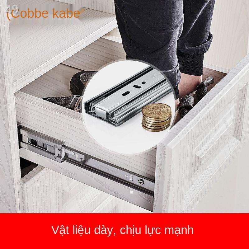 YKabay Drawer Ba phần Đường ray Tủ trượt Giá đỡ Hướng dẫn cứng đệm giảm chấn hộ gia đình