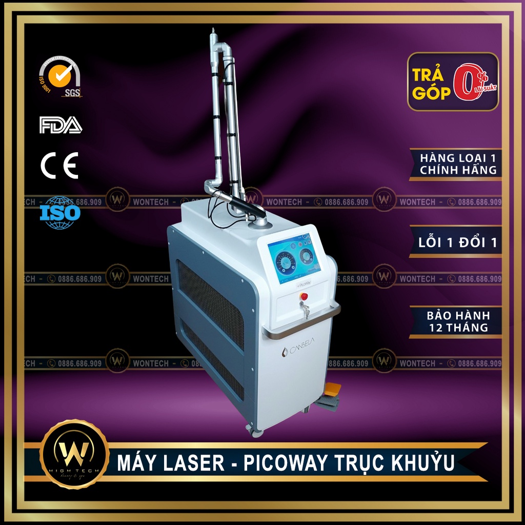 [WONTECH - NOW SHIP] Máy Laser Trục Khuỷu Yag Q-Switch Picoway - Siêu Phẩm Trị Nám, Tàn Nhang.