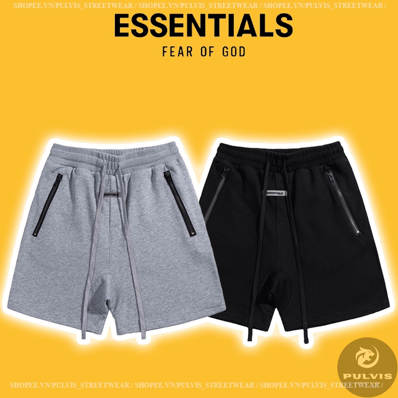 - Quần Short FOG Fear Of God ESSENTIALS Sweatshort Black/Grey, Quần Short FOG ESSENTIALS