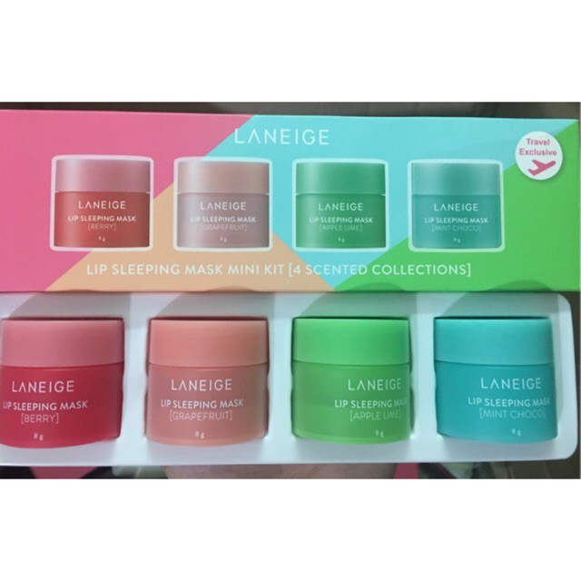 [Mã COS2405 giảm 8% đơn 300K] Set 4 mặt nạ ngủ môi Laneige Lip Sleeping Mask Mini Kit 32g