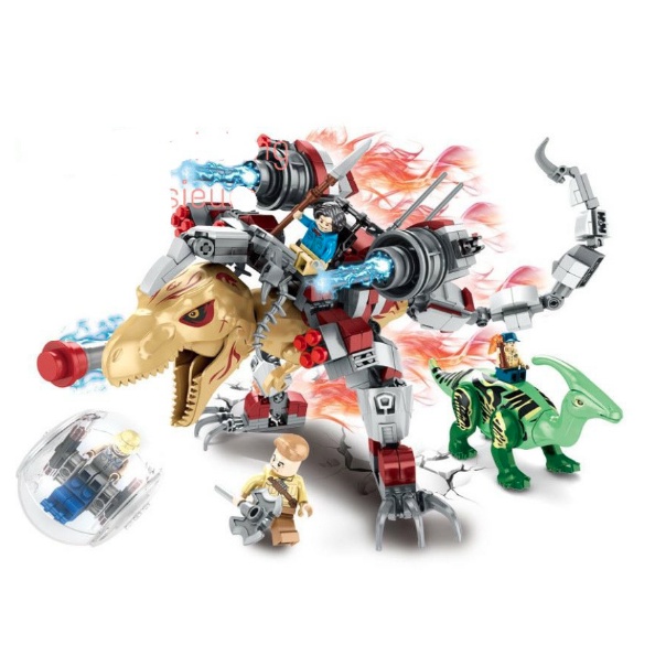 Lắp Ráp xếp hình Lego Jurassic World Dinosaur 98010 : Khủng long bạo chúa trex chiến đấu hiện đại 522+ mảnh