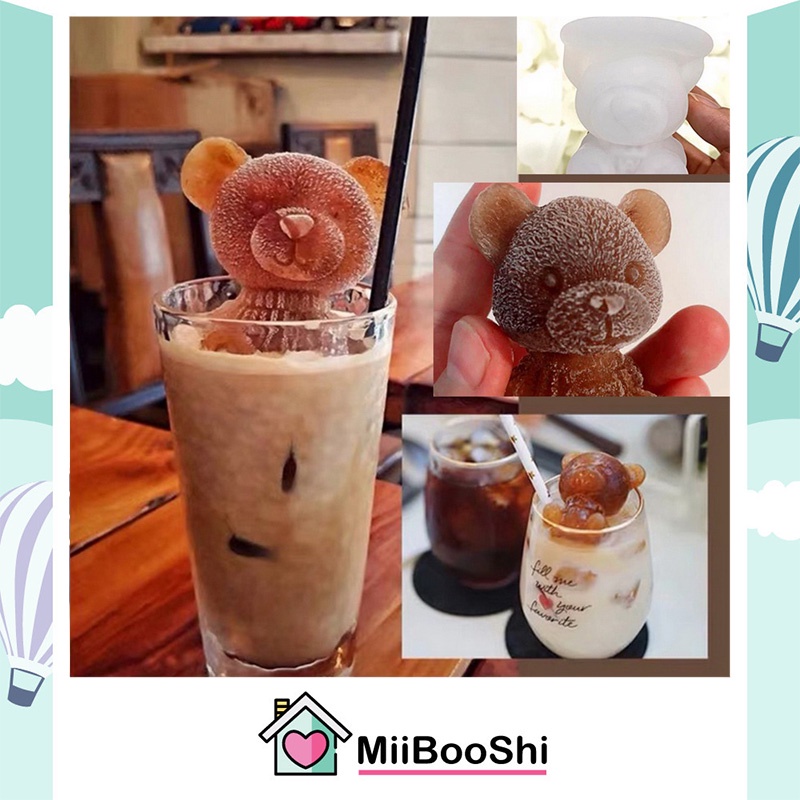 Khuôn làm đá silicon khay thạch hình gấu teddy cute xinh xắn trang trí đồ uống MiibooShi D2.080