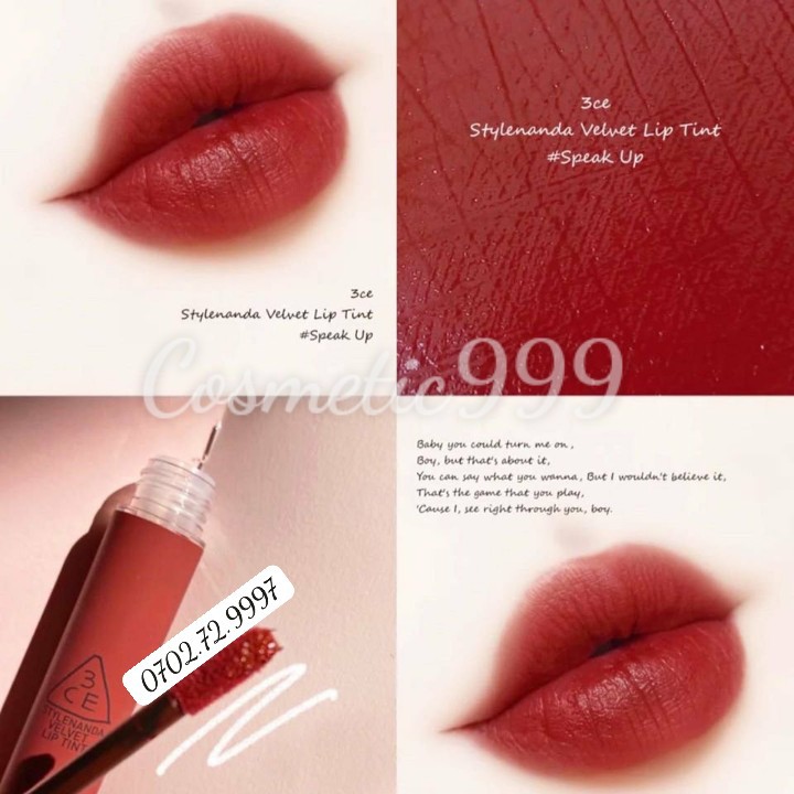 (auth 100% )son kem lì 3ce velvetlip tint màu taupe ( đỏ nâu) change mode (đỏ lạnh)hàn quốc-cosmetic999