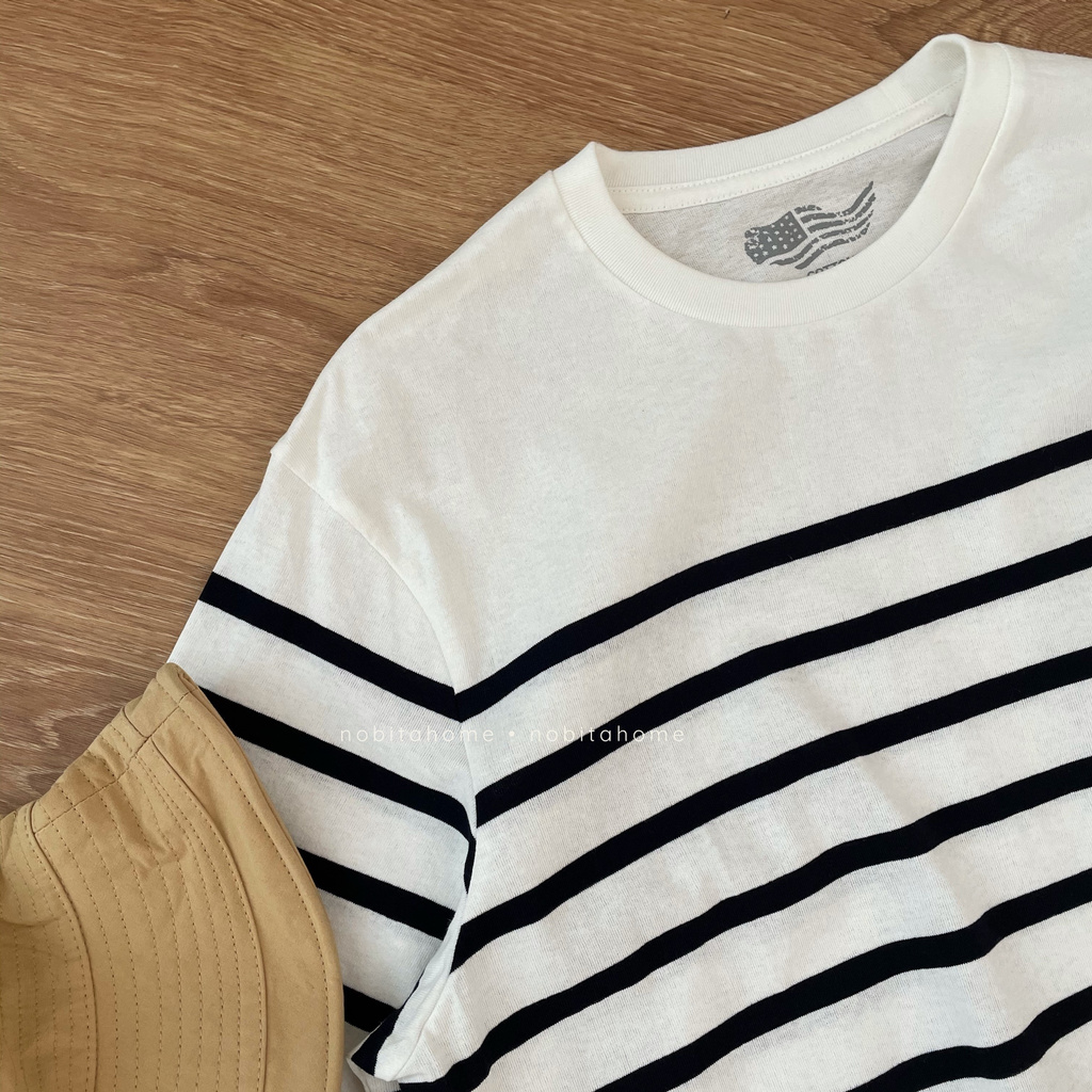 ÁO THUN TAY DÀI 100% COTTON MỀM MỊN KẺ SỌC TRẮNG ĐEN | BigBuy360 - bigbuy360.vn