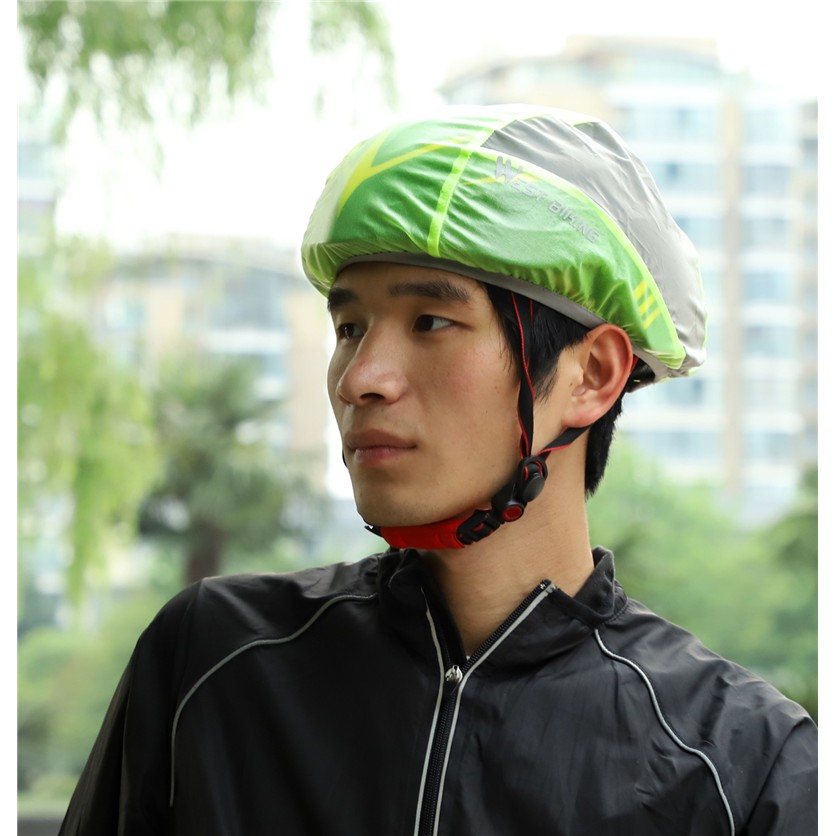 Bọc mũ bảo hiểm xe đạp WEST BIKING chống nước chống bụi phản quang