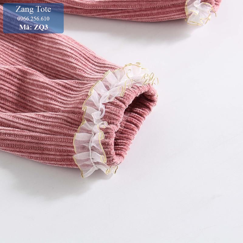ZQ3 - Quần nhung phối ren cho bé gái chất nhung tăm Hàn cao cấp cực đáng yêu - Zang Tote
