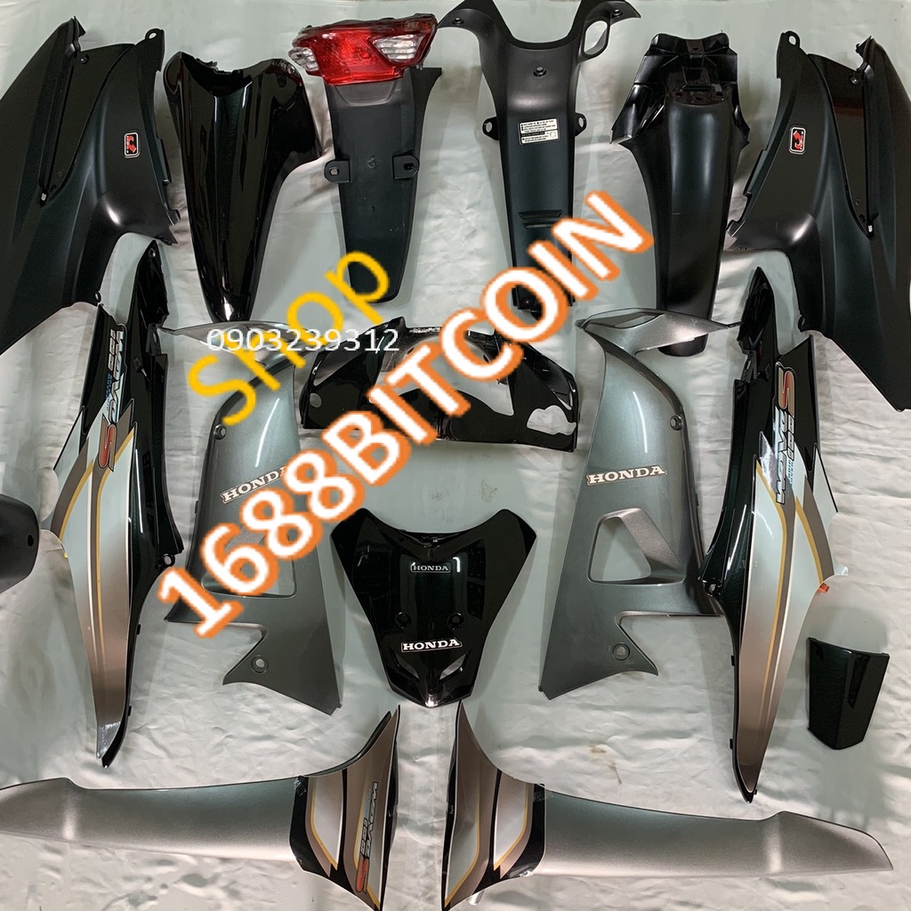 Bộ vỏ -Dàn áo xe Wave S100 màu ĐEN TẶNG TEM -Wave RS-Wave A100 -WAVE 50cc -đời 2006 -2016 nhựa nguyên sinh ABS