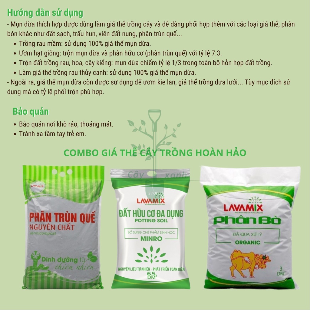 Mùn Dừa, Xơ Dừa Đã Qua Xử Lý 5DM3  Làm Giá Thể Trồng Cây - Sfarm - Hạt Giống, Đất sạch, Phân Bón, Hữu Cơ