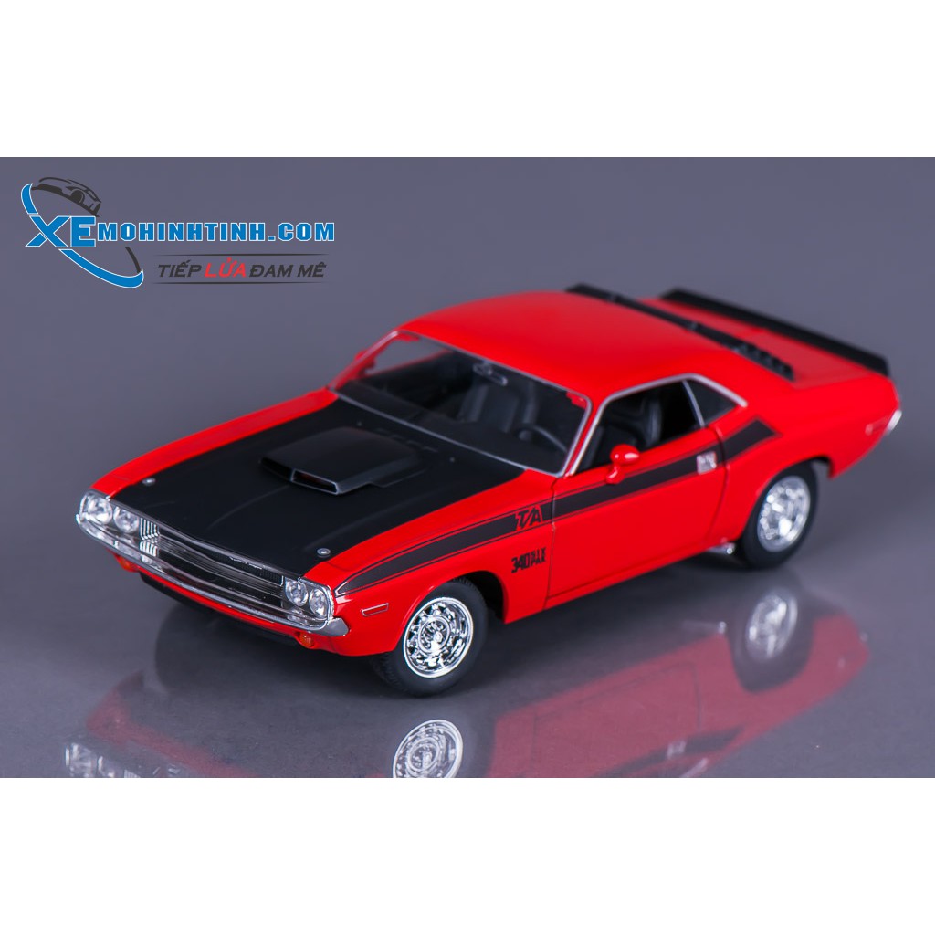 Xe Mô Hình Dodge Challenger T/A 1:24 Welly (Đỏ Cam)