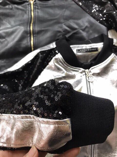 Áo khoác da phối kim tuyến