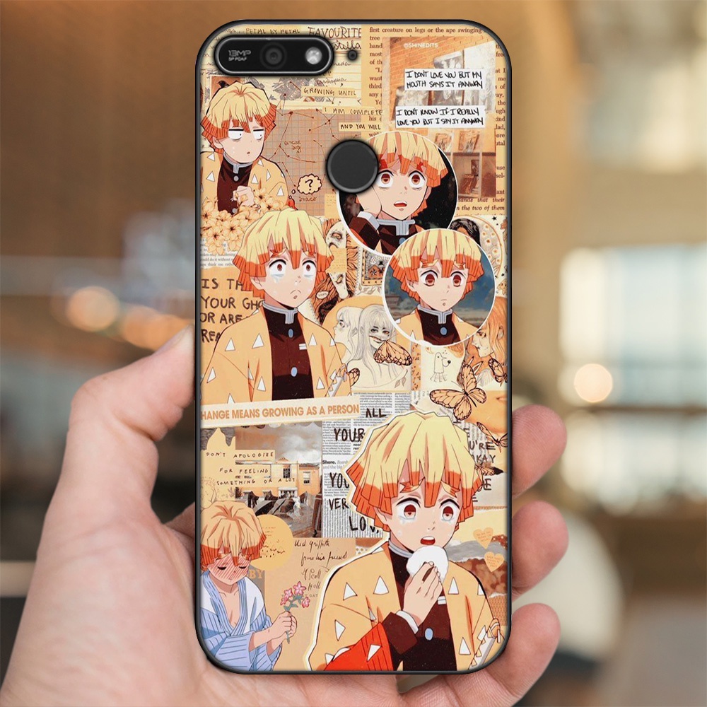 Ốp lưng Huawei Y6 Prime viền đen in hình Zenitsu Kimetsu no Yaiba