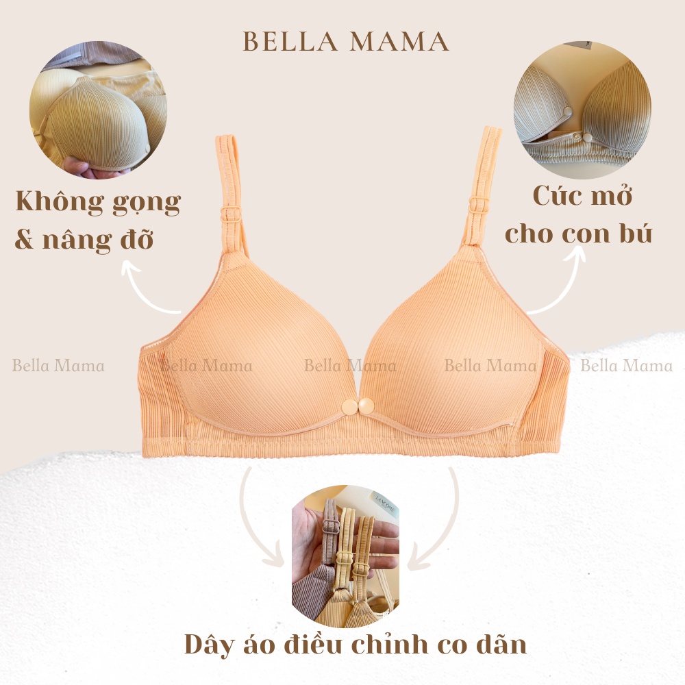 Áo lót bầu cho con bú Áo ngực sau sinh không gọng chống chảy xệ chất cotton tăm Bella Mama A01