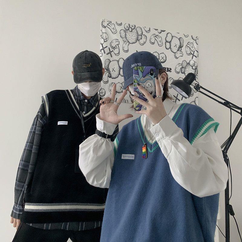 Áo khoác len không tay cổ chữ v phong cách Hàn quốc cho cặp đôi