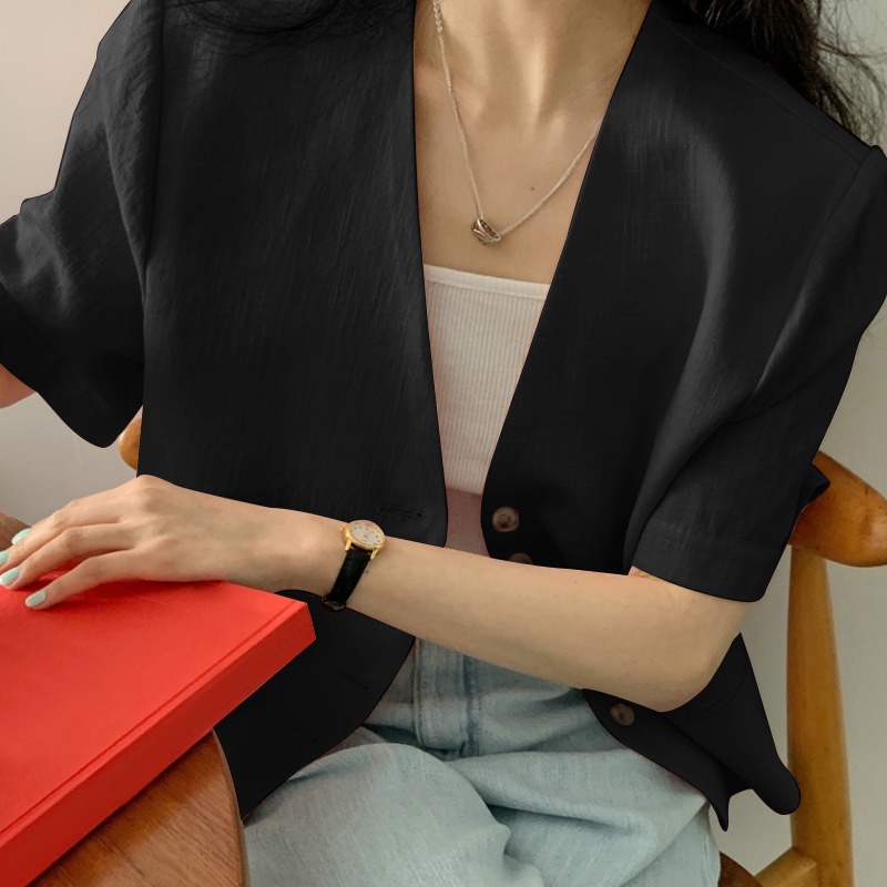 Áo khoác blazer CELMIA tay ngắn có nút cài thời trang nữ tính | BigBuy360 - bigbuy360.vn