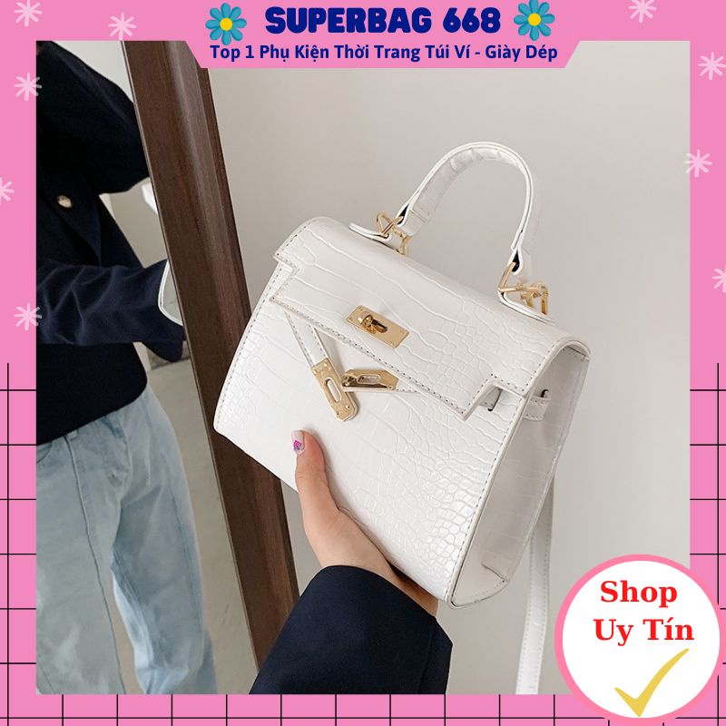 [ẢNH VIDEO THẬT] TẶNG KHĂN LỤA - Túi xách nữ đeo chéo đẹp khóa vặn da rắn túi xách tay Superbag866 119