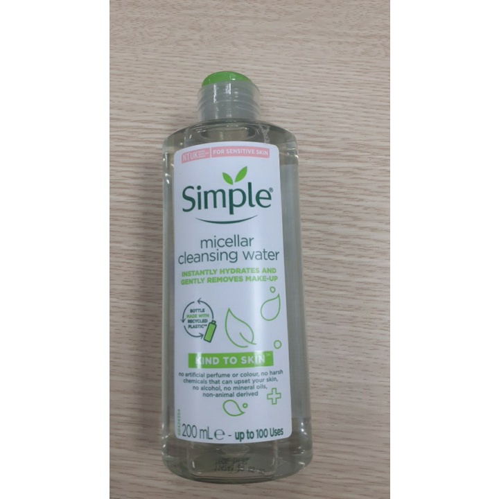 Nước tẩy trang Simple Micellar làm sạch, không chứa cồn gây khô rát 200ml - Balan Shop