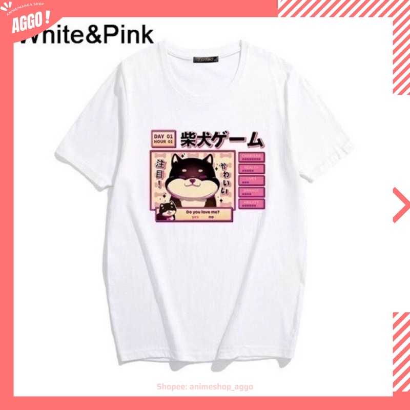 Áo Thun Tay Lửng In Hình Chú Chó Shiba Dễ Thương Phong Cách Harajuku Thời Trang Cho Nữ