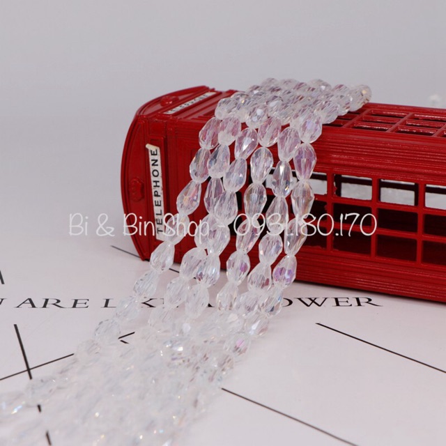 25 Viên Pha Lê Giọt Nước Lỗ Thẳng Làm Trang Sức Handmade