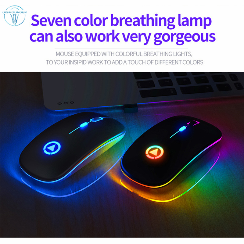 Chuột không dây có thể sạc lại DG RGB hoạt động không tiếng ồn cho máy tính xách tay PC