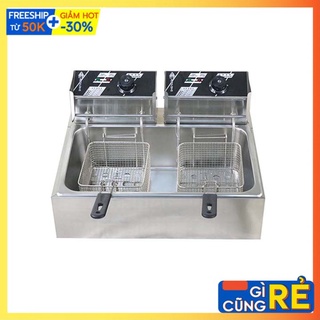Bếp chiên đôi, Bếp chiên nhúng điện 12L chia 2 ngăn 6L