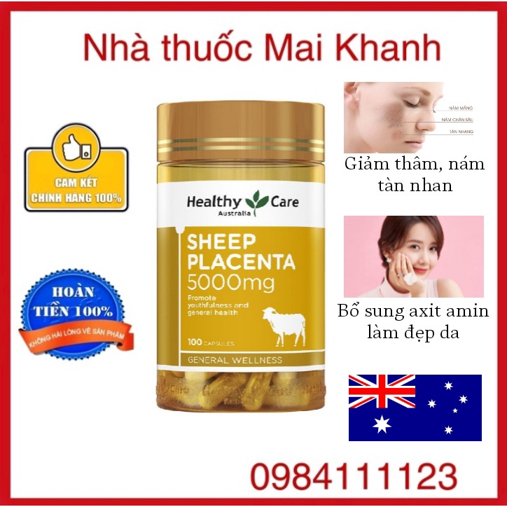 ✸Nhau Thai Cừu Healthy Care 5000mg 100 Viên Của Úc
