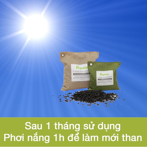 Túi than hoạt tính khử mùi xe hơi Hapaku - 100% từ gáo dừa Bến Tre [500gr]