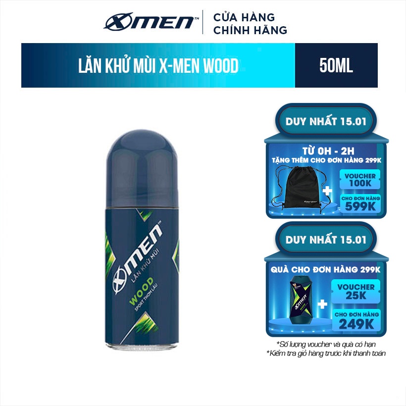 [Mã COSMEN giảm 8% đơn 250K] Lăn khử mùi X-men Wood 50ml
