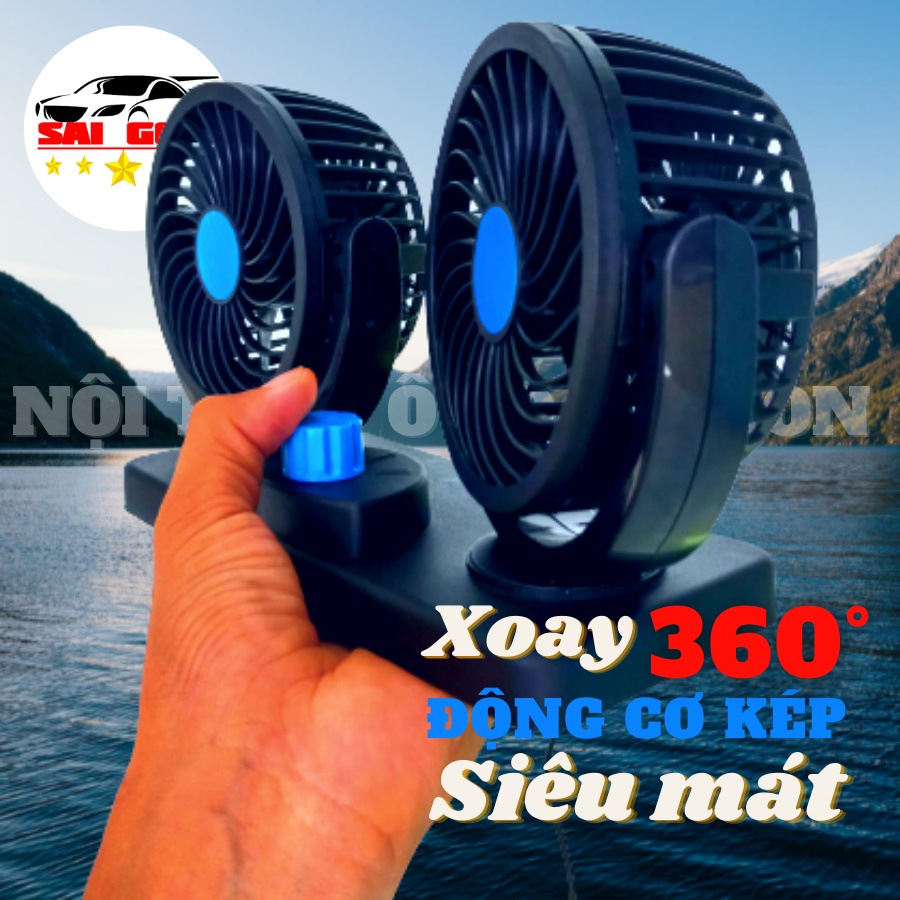 Quạt đôi ô tô 12v dây cắm USB hoặc cắm tẩu sạc tròn, quạt đôi mini sử dụng ở nhà văn phòng hoặc xe hơi đều được