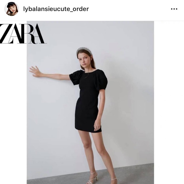 Váy đen trơn tay bồng +2% phí shopee