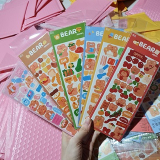 SET 2 TẤM STICKER GẤU TRANG TRÍ BULLET JOURNAL, TOPLOADER, BINDER