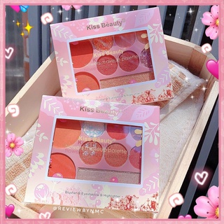 Bảng phấn 9 ô kiss beauty flower 3 in 1