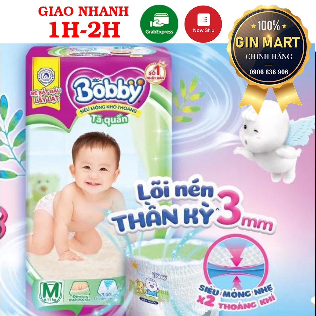 Tã quần Bobby siêu mỏng lõi nén thần kỳ M120/ M112/L96/XL84/XXL76