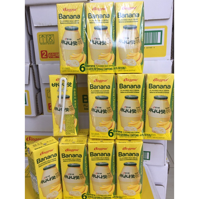 Sữa chuối binggrae Hàn Quốc (1 lốc 6 hộp x 200ml) | BigBuy360 - bigbuy360.vn