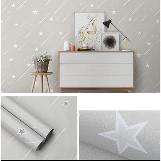 10m x 45cm giấy dán tường giá rẻ ( có sẵn keo )  - ngôi sao nền xám TP015