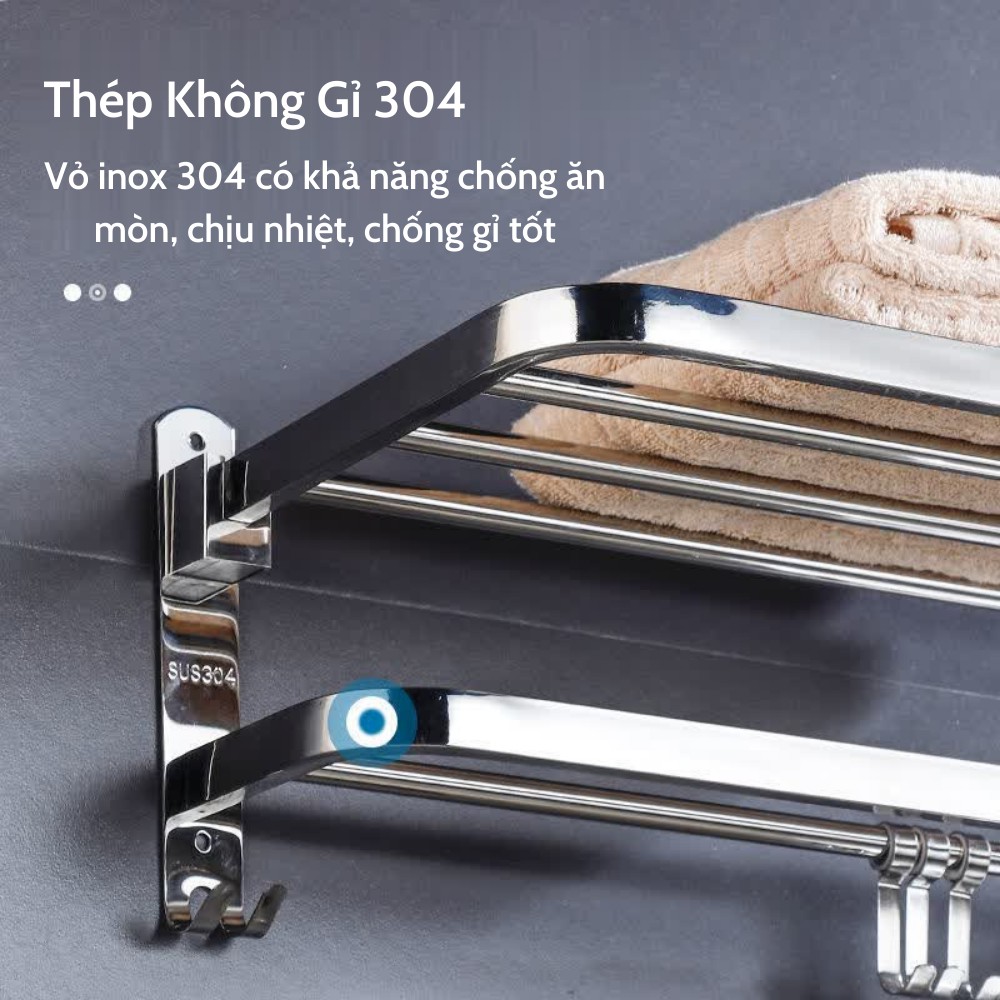 Kệ Nhà Tắm, Giá Treo Khăn Nhà Tắm, Để Đồ Dùng Inox Đa Năng Gắn Tường TIME HOME