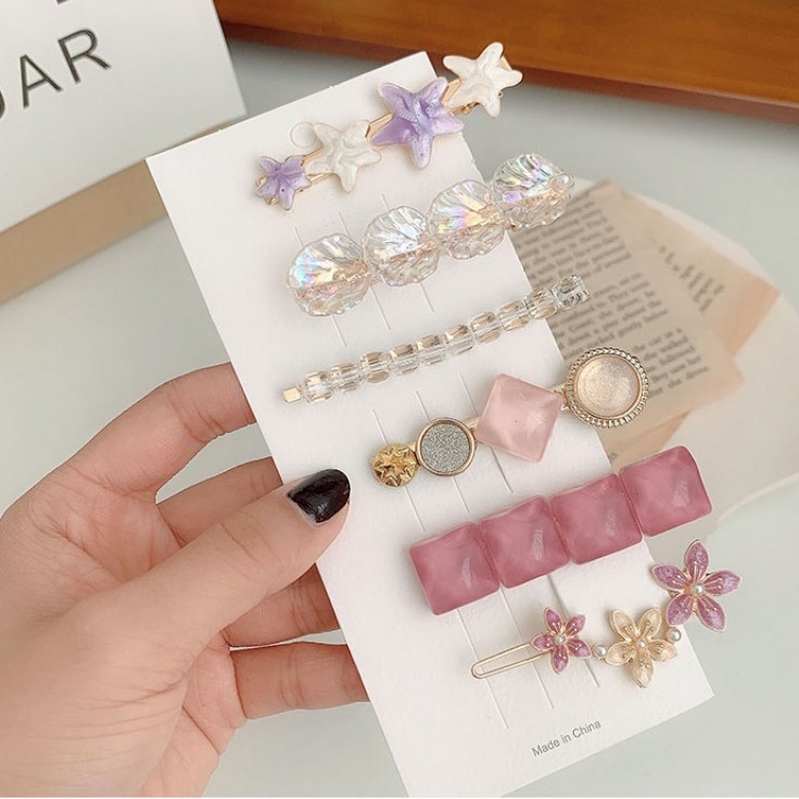 Kẹp tóc kim loại đính ngọc trai nhân tạo thanh lịch cho nữ