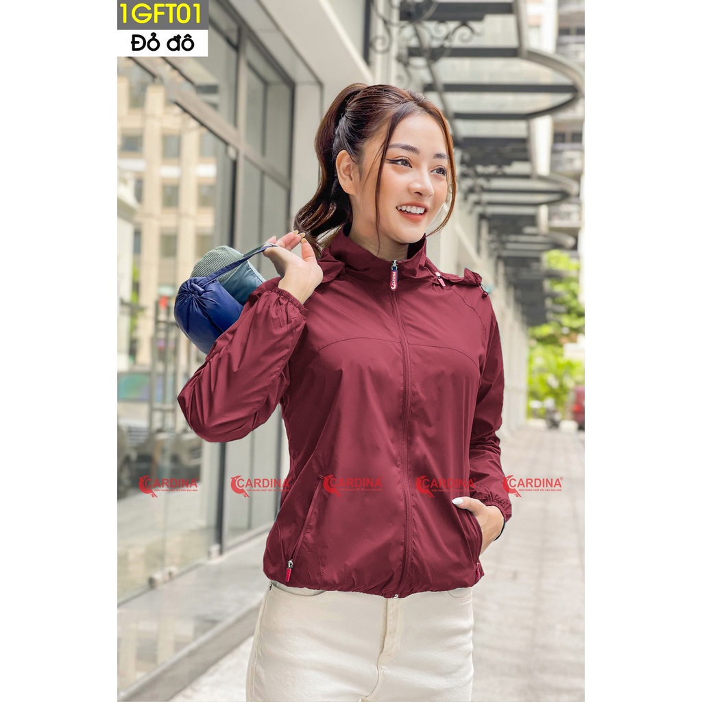 Áo Gió Nữ 𝐂𝐀𝐑𝐃𝐈𝐍𝐀 2 Lớp Chất Gió Trơn Lót Lưới Cao Cấp Cản Gió, Cản Bụi, Chống Nước 1GFT