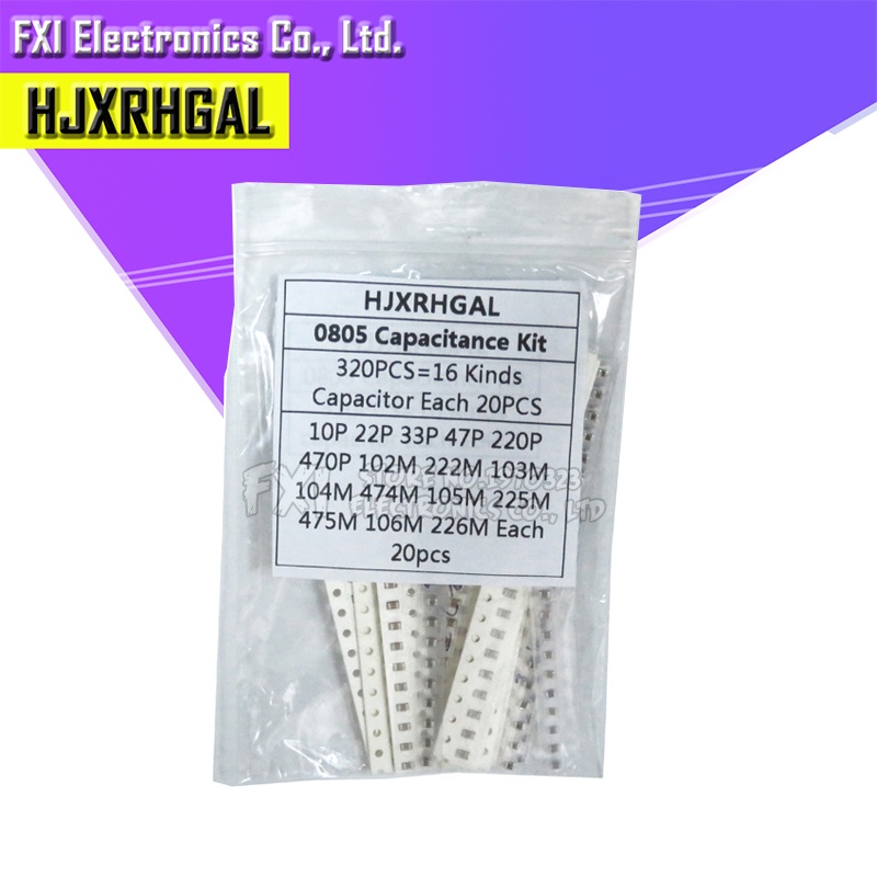 16values * 20pcs = 320pcs 0805 SMD Tụ điện các loại bộ 10pF-475M thành phần tự làm mẫu bộ mới và
