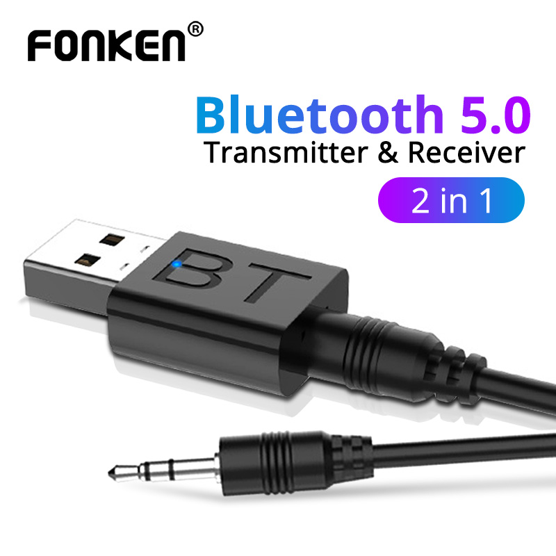 Đầu Chuyển Đổi Bluetooth 5.0 FONKEN 2 Trong 1 Mini USB Không Dây Cho Dàn Âm Thanh Khuếch Đại Tín Hiệu AUX 3.5mm