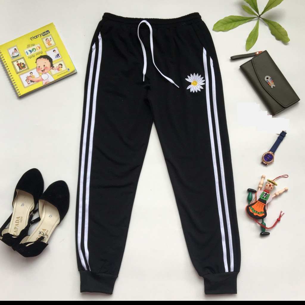 Quần jorger bo nữ thêu hoa cúc thu đông đẹp - Mã QDACA