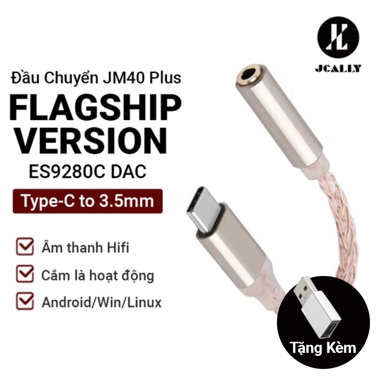 Cáp chuyển tín hiệu JCALLY JM40 ES9280C PRO Type C to 3.5mm cáp DAC cao cấp