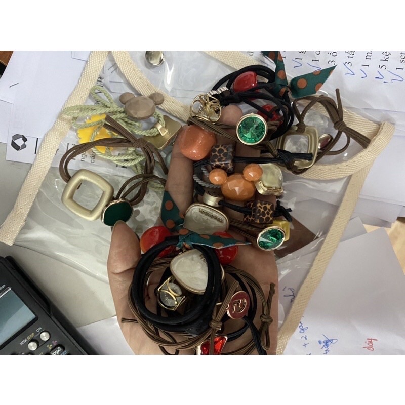 Sét 20 dây buộc tóc trong túi khuy bấm đủ mẫu