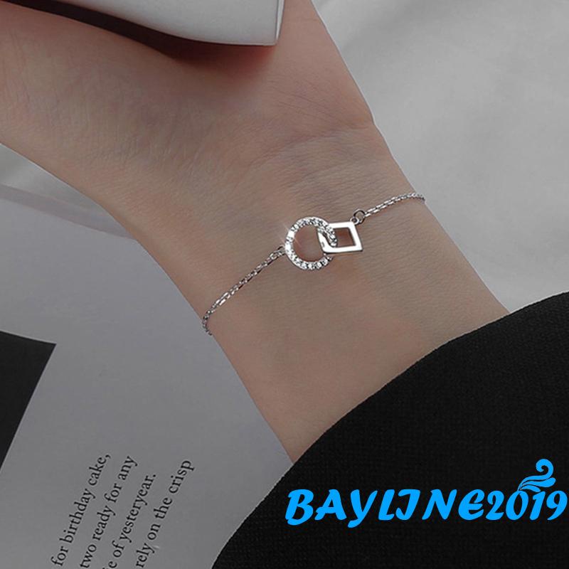 Bay-vòng Cổ/ Lắc Tay/Vòng Tay Dây Xích Mở Rộng Lồng Vào Nhau Màu Bạc Quà Tặng Cho Vợ / Bạn Gái