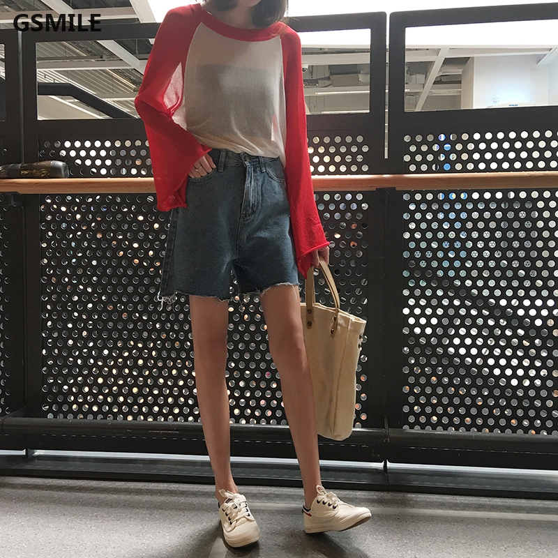 Quần short denim ống rộng phong cách Hàn Quốc dành cho nữ size lớn